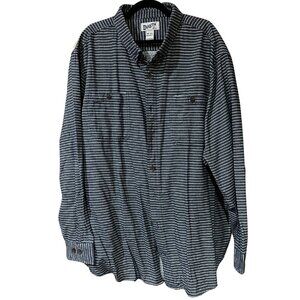 Duluth Trading Denim/White Stripe Button Down Flannel | 3XL Tall